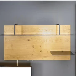 Wohnwand 2022 Balkeneiche Honig Braun Furniert Lack Seidenmatt Anthrazit Griff Anthrazit Matt Mit LED Beleuchtung