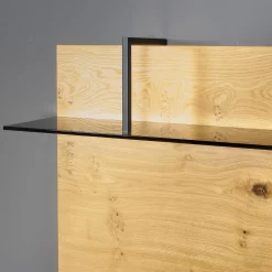 Wohnwand 2022 Balkeneiche Honig Braun Furniert Lack Seidenmatt Anthrazit Griff Anthrazit Matt Mit LED Beleuchtung