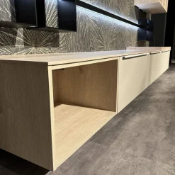 Wohnwand 945 Easytouch Lacklaminat Sand Beige Ultramatt Abdeckplatte Eiche Montreal