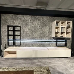 Wohnwand 945 Easytouch Lacklaminat Sand Beige Ultramatt Abdeckplatte Eiche Montreal