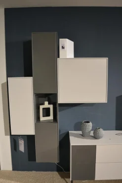 Wohnwand 419 Intono Glattlack Steingrau Rahmenfüße Schwarz