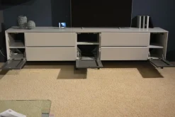 Wohnwand 419 Intono Glattlack Steingrau Rahmenfüße Schwarz