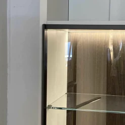 Wohnwand 505 Kalkweiß Ulme Dunkel Formprofil Zinnfarbig