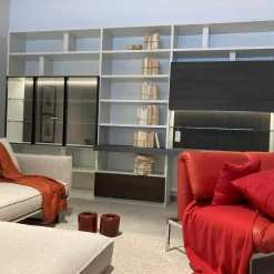 Wohnwand 505 Kalkweiß Ulme Dunkel Formprofil Zinnfarbig