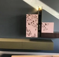 Wohnwand 135 Kombination Mit Blattbronze Belegt Lack Matt Oliv