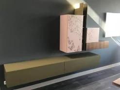 Wohnwand 135 Kombination Mit Blattbronze Belegt Lack Matt Oliv