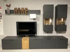 Wohnwand 2023 Lack Carbongrau Akzente Hirnholz Salzkammerguteiche Inklusive Beleuchtung