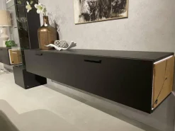 Wohnwand 2023 Lack Carbongrau Akzente Hirnholz Salzkammerguteiche Inklusive Beleuchtung Mit Fernsteuerung