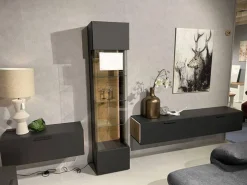 Wohnwand 2023 Lack Carbongrau Akzente Hirnholz Salzkammerguteiche Inklusive Beleuchtung Mit Fernsteuerung