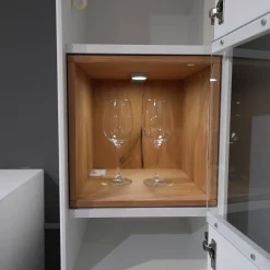 Wohnwand 2102 Mit Sideboard Und 2 Hängevitrinen Mattlack Weiß Matt Asteiche Hell Furniert