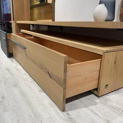 Wohnwand 2004 Wildeiche Rustiko Schwarz Und Echtholzfurnier Griff Aluminium Anthrazit Mit Beleuchtung