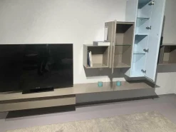 Wohnwand Alea Lack Matt Kristallblau Seide Glas