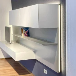 Wohnwand Alea Lack Weiß Steingrau