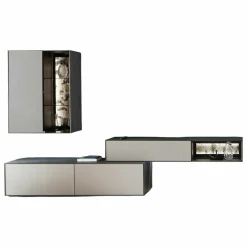 Wohnwand Alva Fango Mattglas mit Beleuchtung