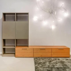 Wohnwand Amineo Nussbaum Lack Terra Glas Sanitiert Klappe Lade