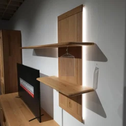 Wohnwand Aurum 0020 Wildeiche Massiv Soft Gebürstet Inklusive LED-Beleuchtung