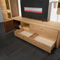 Wohnwand Aurum 0020 Wildeiche Massiv Soft Gebürstet Inklusive LED-Beleuchtung