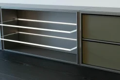 Wohnwand Bücherregal Quid Ulme Schwarz Mit Beleuchtung Und Hocker