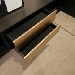 Wohnwand Bera Eiche Satin Terra Schwarz Gold Inklusive Sideboard Und Couchtisch