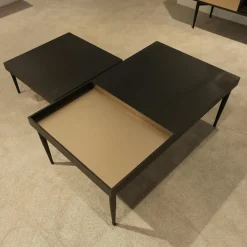 Wohnwand Bera Eiche Satin Terra Schwarz Gold Inklusive Sideboard Und Couchtisch