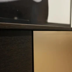 Wohnwand Bera Eiche Satin Terra Schwarz Gold Inklusive Sideboard Und Couchtisch