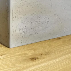 Wohnwand Brik Kerneiche Natur Massiv Akzente In Betonstein Inklusive 2 Wandleuchten