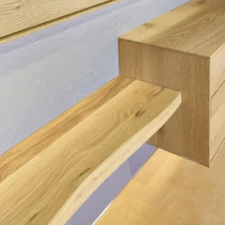 Wohnwand Brik Kerneiche Natur Massiv Akzente In Betonstein Inklusive 2 Wandleuchten