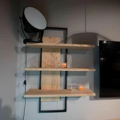 Wohnwand Cabrera Asteiche Massiv Bianco Geölt Mit Beleuchtung