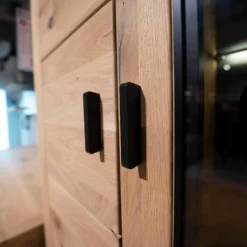 Wohnwand Cabrera Asteiche Massiv Bianco Geölt Mit Beleuchtung