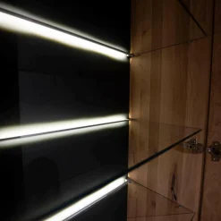 Wohnwand Cabrera Asteiche Massiv Bianco Geölt Mit Beleuchtung