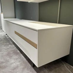 Wohnwand Calea Lack Seidenmatt Weiß Akzent Wildeiche Natur Mit LED Beleuchtung