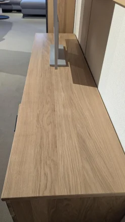 Wohnwand Campinas Asteiche Bianco Teilmassiv Metall Anthrazit