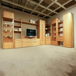 Wohnwand Cantana 3000 Erle Massiv Inklusive Beleuchtung Und Flachtrafo Ohne Fernseher