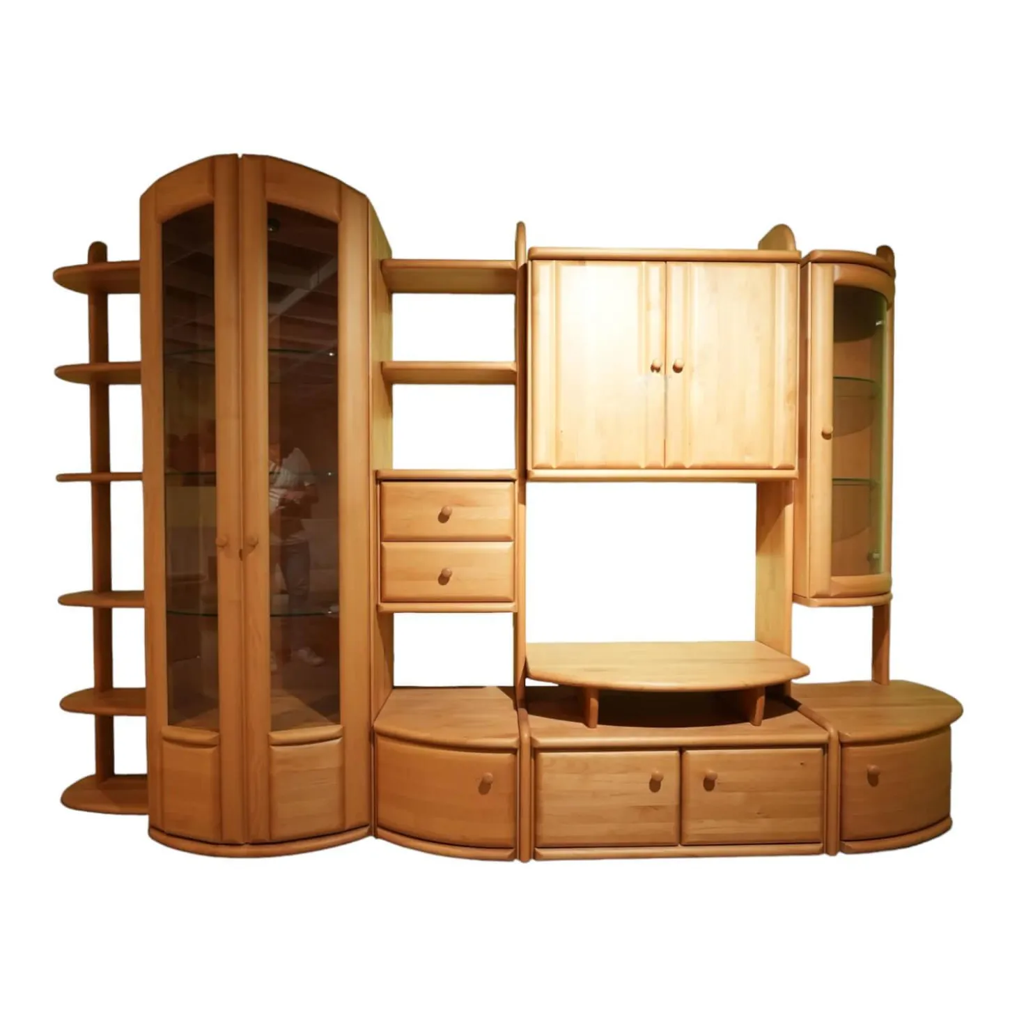 Wohnwand Cantana Erle Massiv Mit TV-Aufsatz