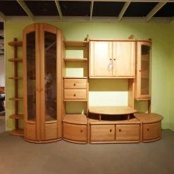 Wohnwand Cantana Erle Massiv Mit TV-Aufsatz