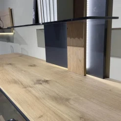 Wohnwand Cantato 1006 Balkeneiche Natur Lack Seidenmatt Anthrazit Griff Anthrazit Fußgestell Metallverstärkung Mit LED Beleuchtung