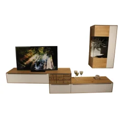 Wohnwand Carson Asteiche Massiv Bianco Geölt