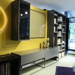 Wohnwand Catona Glattlack Onyxgrau Grau Klarglas Optiwhite Inklusive Beleuchtung