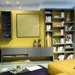 Wohnwand Catona Glattlack Onyxgrau Grau Klarglas Optiwhite Inklusive Beleuchtung