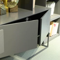 Wohnwand Catona Glattlack Onyxgrau Grau Klarglas Optiwhite Inklusive Beleuchtung