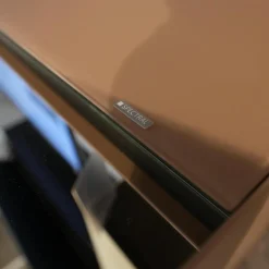 Wohnwand Cocoon Glas CAO Cacao Braun Satiniert Beige Stoff CF Schwarz Mit Soundsystem