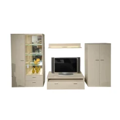 Wohnwand Cremona Front Lack Crema Hochglanz Cremeweiß Korpus Lack Crema Matt Inklusive Beleuchtung