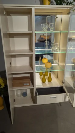 Wohnwand Cremona Front Lack Crema Hochglanz Cremeweiß Korpus Lack Crema Matt Inklusive Beleuchtung