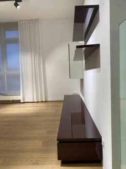 Wohnwand Cube Gap Lack Hochglanz Aubergine