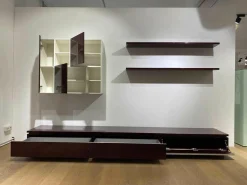 Wohnwand Cube Gap Lack Hochglanz Aubergine