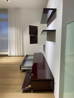 Wohnwand Cube Gap Lack Hochglanz Aubergine