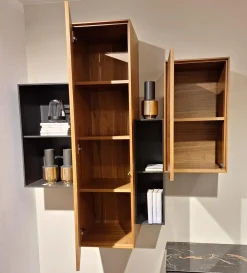 Wohnwand Cubo Game Lack Matt Cosmos Grau Nussbaum Natur