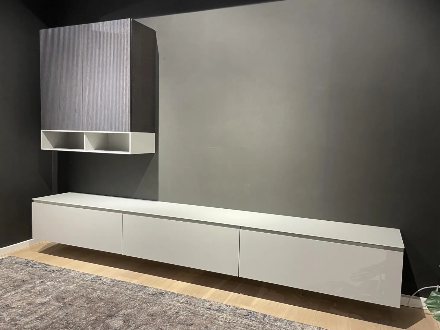 Wohnwand Cubo Lack Canagrau Mit Eiche Anthrazit Gebeizt