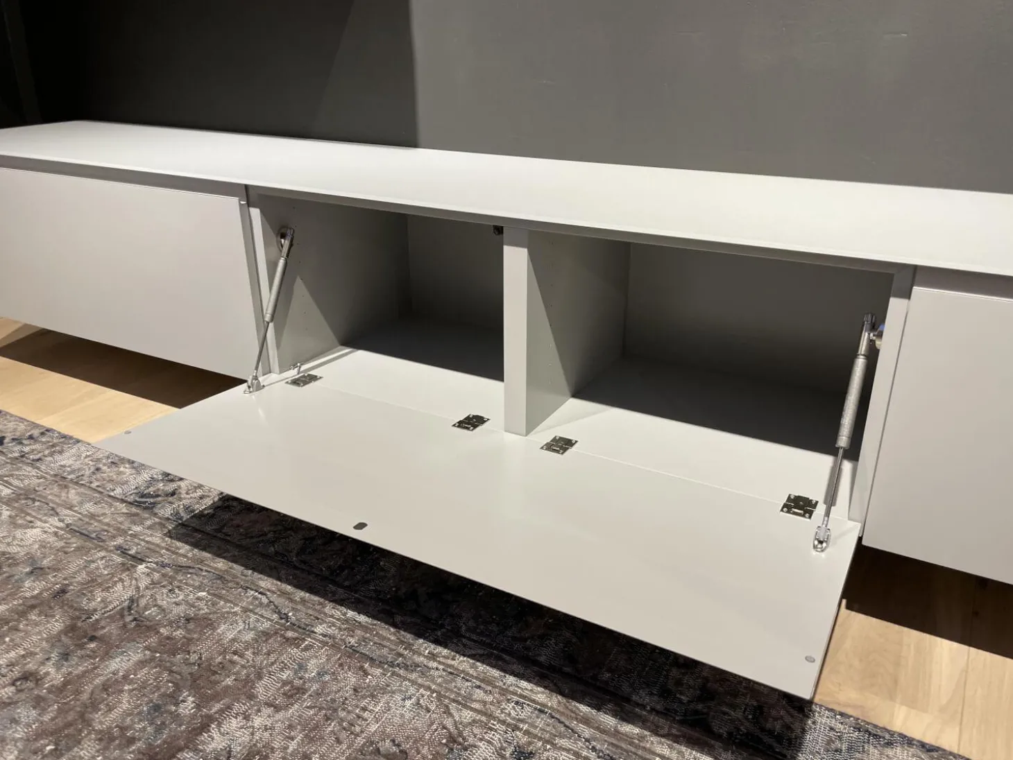 Wohnwand Cubo Lack Canagrau Mit Eiche Anthrazit Gebeizt