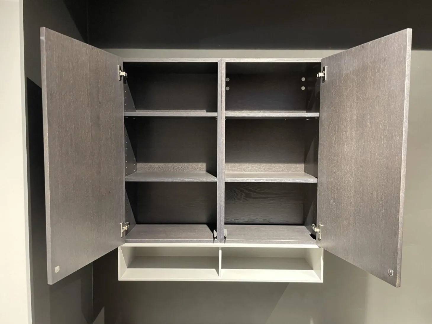 Wohnwand Cubo Lack Canagrau Mit Eiche Anthrazit Gebeizt